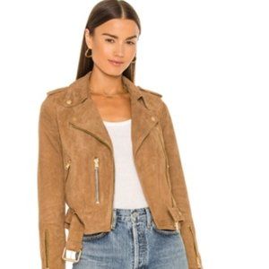 ALL SAINTS Suede Balfern Biker Jacket in Tan